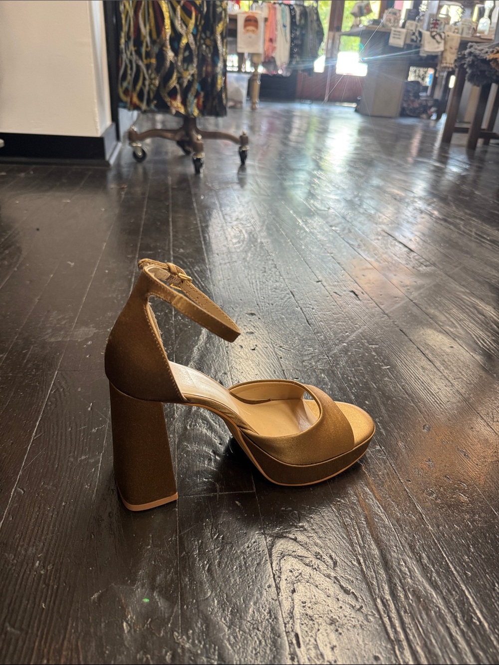 Dolce Vita Metallic Gold Ankle-Strap Platform Heels